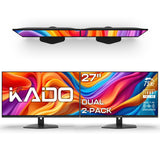 Kado Dual Monitor Setup - 2-Pack 27 1920x1080 Computer Monitor 75Hz VESA Mount HDMI Office Gaming Hybrid Built-in Speakers (E27X