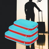 Trendivibe 3Pcs Compression Packing Cubes Expandable Reusable For Hiking Travel Camping Light Blue