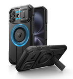 Dexnor for iPhone 16 Case with Slide Camera Cover & Adjustable Kickstand, Magnetic Rugged Shockproof Bumper Cases Heavy-Duty Mag