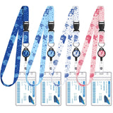 HONSIO 4 Pack Cruise Lanyard for Ship Cards Lanyards with Retractable Badge Reels and Waterproof ID Badge Holder, Ocean Creature