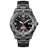 Timex Tribute Mens Collegiate Acclaim 42mm Watch - Ohio State Buckeyes with Black Stainless Steel Expansion Band