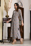 Gosriki Women'S Cotton Blend Printed Straight Kurta With Pant (Dawai Green-Snw-Gs_M_Green_Medium),Green,,B0C5TGWQQ8