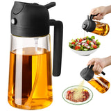 SWEET VIEW Olive Oil Sprayer for Cooking, 470ml 2 In 1 Glass Oil Dispenser/Pour Bottle, Kitchen Accessories, Kitchen Gadgets for