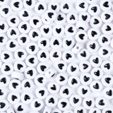 Yiizzxin 200pcs Round White Black Acrylic Heart Beads for Bracelets,4x7mm Flat Beads for Jewelry Making DIY Necklaces Key Chains