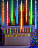 Multicolor 20 Tubes Meteor Shower Icicle Light 480 LED Raindrop Lights with Timer Function Cascading Falling Rain Lights for Hol