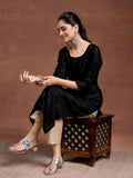 Libas Women'S Viscose Rayon Woven Design Straight Kurtas (29239O_Black Black L