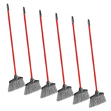 Libman Commercial 1086 Stiff Sweep Lobby Broom, Steel Handle, 38inch Tall x 10inch Wide, Red Handle (Pack of 6)