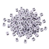 FASHEWELRY 300Pcs Cube White Acrylic Letter Beads 6x6mm Letter M Alphabet Beads for DIY Bracelet Necklace Jewelry Making