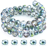 Dowarm 200pc 8mm Briolette Crystal Glass Beads for Jewelry Making, Crafts, Wind Chimes, Suncatchers; Plated Rose, Green