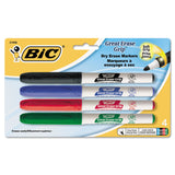 BIC GDEP41ASST Great Erase Grip Fine Point Dry Erase Marker, Assorted, 4/Set