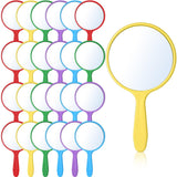 Jetec 25 Pcs Handheld Mirror with Handle, 3.94 l x 2.17 W, Small Portable Round Mirror Bulk for Kids Travel Makeup Classroom Cam
