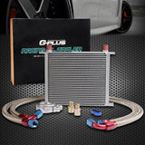 G-PLUS Universal 30 Row AN10 Universal Engina Transmission Oil Cooler & Filter Adapter Kit Aluminum Silver
