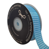 Micomon 1-Inch Vivid Blue and White Woven Edge Plaid Ribbon Polyester Gingham Ribbon 25 Yards Each Roll (1,Vivid Blue)