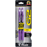 Pilot G2 Retractable Gel Ink Pens-Gel Pen,Retractable/Refillable,Extra Fine Point,2/PK,Purple