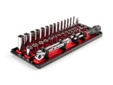 TEKTON 1/4 Inch Drive 6Point Socket and Ratchet Set with Rails, 35Piece (415 mm) | SKT03201