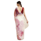 Womanista Womens Crepe Saree With Blouse Piece (Wm1312_Off White & Pink_Onesize_Off White, Pink)