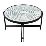 Benjara BM285039 32 in. Nautical Vintage Compass Design Mirror Top Coffee Table - White & Black