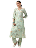 Libas Women'S Silk Blend Co-Ords (49006_Sea Green
