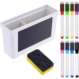 Boao Magnetic Dry Erase Marker Holder 10 Pcs Colorful Magnetic Markers Set with Eraser Whiteboard Plastic Pen Cup for Back to Sc