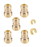 (Pack of 5) Push Fit 3/4 x 1/2 Reducing Coupling, Push-to-Connect Plumbing Fitting for Copper, Pex, CPVC With Disconnect Clip