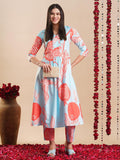Anni Designer Women'S Rayon Blend Anarkali Printed Kurta With Pant (Santra Orange-Vks05_L_Orange_Large),Orange,L,,,