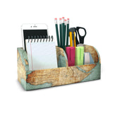 QIELIZI PU Leather Supply Organizer,Remote Control Holder Multifunctional Office Stationery Storage Box Organizer,Pencil Holders