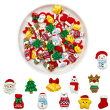 LOPURO Christmas Resin Charms, 55Pcs Resin Flatback Assorted Button Santa Snowman Tree Bell Deer Cartoon Embellishments Supplies