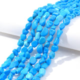 jodaying 6-8mm Natural Blue Turquoise Nuggets Oval Free Tumbled Pebble Semi Precious Gemstone Loose Stone Beads Approx 15.5 inch
