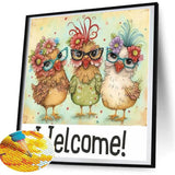Chicken Diamond Art Kits for Adults, Round Full Drill Diamond Painting Kits for Beginners Gem Art Painting Kits, DIY 5D Hen Diam