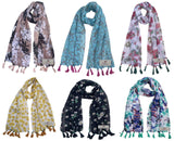 Fusfus WomenS Printed Chiffon Scarves And Stoles, Free Size(Multicolour, Fs2055) Pack Of 6 (Multicolor3)