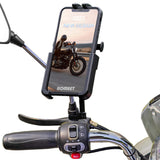 Homeet Motorcycle Phone Mount, Aluminum Alloy Scooter Cellphone Holder Moped Rearview Mirror Smartphone Universal Mount for 4.0'