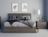 Nexera 3-Piece Bedroom Set with Bed Frame, Headboard & Nightstand, Queen|Bark Grey