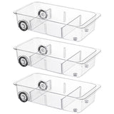 LXLXXL Fridge Organizer Bins With Wheels, 3 Pack Roll Out Refrigerator Organizers And Storage Refrigerator Drawer With Dividers,