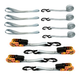 4PCS Silver S-Hooks Ratchet Tie Down Strap Kit 2200 Lbs Breaking Strength with Soft Loops and Storage Bag Replacement for Carria