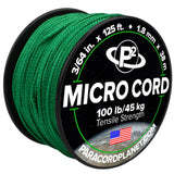 Paracord Planet Micro Paracord - Thin Braided Cord for Crafting, Fishing, and DIY Projects in 125 ft Spools - Kelly Green