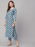 Gosriki Women'S Cotton Blend Printed Straight Kurta With Pant (Mara White-Gs_M_White_Medium),White,,B0CD7TFPB5