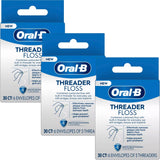 OralB Threader Floss 30 Count: 6 Envelopes of 5 Threaders (Pack of 3)