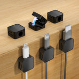 6 Black Magnetic Cable Clips,Under Desk Cable Management,Cord Holder for Nightstand Home Office Car Phone Wall,2025 Adhesive Cor