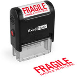 ExcelMark Fragile Handle with Care - Self Inking Rubber Stamp - Red Ink
