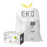 EKO 9.3 Gallon / 30-35 Liter Drawstring Trash Bags, 60 Count Heavy-Duty Tall Kitchen Garbage Can Liners, Extra-Strong Leak-Resis