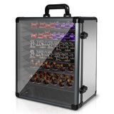 ORKELS Miniatures Storage Case with Metal Trays, Clear Display Transport Case with Lock, Aluminum Alloy Frame Organizer for Mini