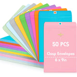 Geyee 50 Pcs 6 x 9 Inch Clasp Envelopes Letter Size Mailing Envelopes with Clasp Closure for Filing Storing Documents Office Hom