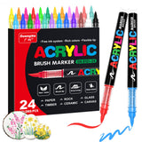 Guangna Acrylic Paint Markers,24 Colors with Direct-Liquid Ink Control System, Professional-Grade Paint Pen for Rock Painting, C