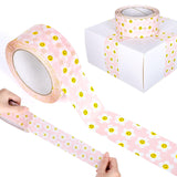 Whaline 109 Yard Smile Daisy Packing Tapes Pink White Smile Face Flower Pattern Tape Waterproof Floral Shipping Tape for Small B