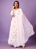 Wedani Georgette Embroidered Anarkali Kurta Set For Women (In Alpha Xl Regular White),WHITE,XL,Georgette,Anarkali,