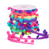 PH PandaHall 20 Yards Pom Poms Trim 10mm Ball Fringe Ribbon Rainbow Color Pom Poms Tassel Trim Fringe Tassel Lace for Christmas