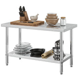 DWVO 60x24in Stainless Steel Table, NSF Metal Prep Worktable with Adjustable Shelf for Kitchen Restaurant Hotel Garage Warehouse