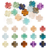 Beadthoven 15pcs Gemstone Cross Beads Mini Small Easter Cross Stone Spacers 8mm Healing Crystal Jesus Crucifix Faith Crosses for