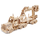 3D Wooden Puzzle for Adults, Wooden Mechanical Truck Crane Puzzles, DIY Model Building Kit Handicraft Wood Craft Hobbies Toy, Bi