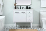 Elegant Decor Indoor Modern Under Sink Bathroom Fixtures Storage Organizer Cabinet 36 Inch Single Bathroom Vanity - White